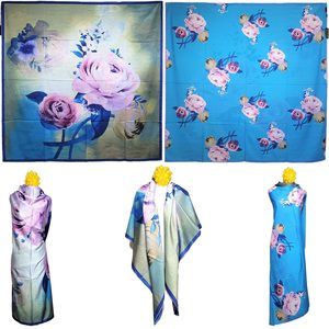 NWT Double Sided Silk Scarf 53"x53" Large Square Shawl Wrap SJJL 3243